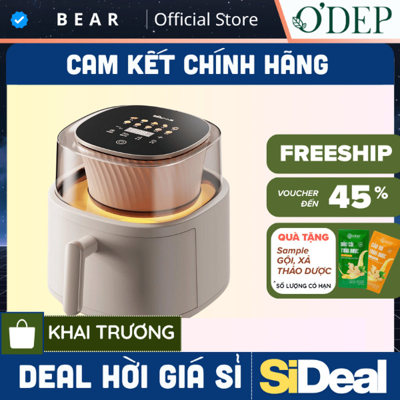 Nồi chiên không dầu 6L Bear QZG-F15G1 - Hàng Chính Hãng - SIDEAL SIO