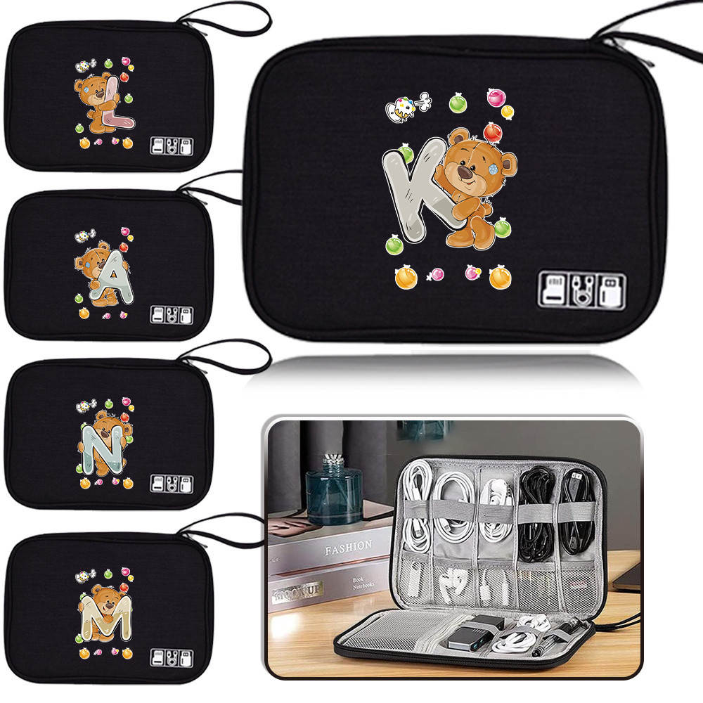 Charger Bag Handbag Multifunctional storage Mobile Power Bag Cable Storage Box Multi-Functional Bear