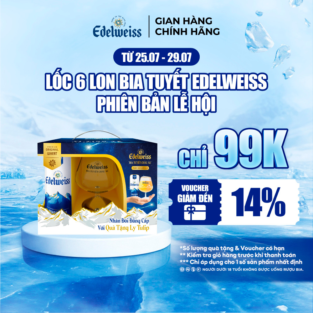 Lốc 6 lon Bia Tuyết - Edelweiss 330ml/lon - Phiên bản lễ hội