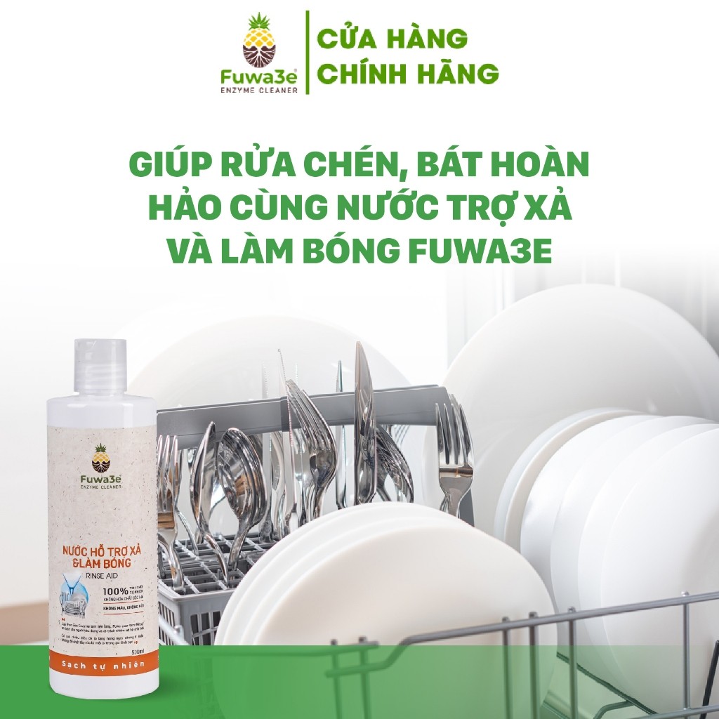 Nước Làm Bóng Bát Đĩa Fuwa3e Giúp Sáng Bóng Hoàn Hảo Thành Phần Enzyme Sinh Học Chai 500ml