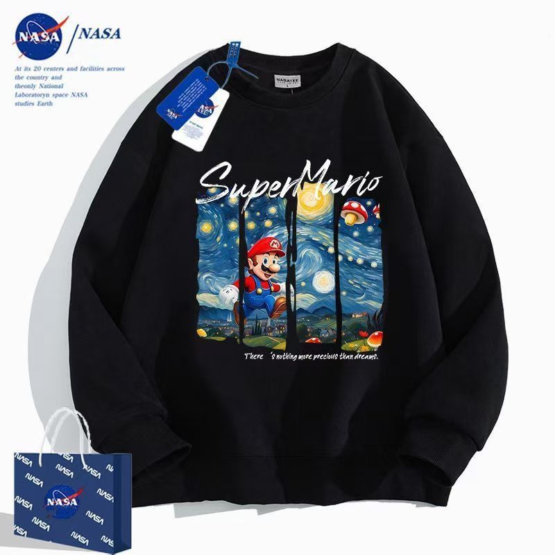 Sản Phẩm Mới NASA Joint Mario Cổ Tròn Cho Nam Và Nữ, Phong Cách Hoạt Hình Xuân Thu, Phù Hợp Mặc Coup