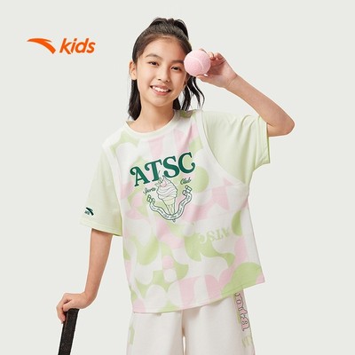 Áo phông ngắn tay bé gái từ 6-13 tuổi thời trang thể thao size 130-165 Anta Kids 3625B8103