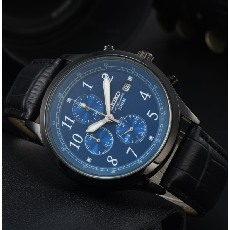 Đồng hồ nam Chronograph ba mắt đa chức năng SEIKO SEIKO SEIKO Dây da
