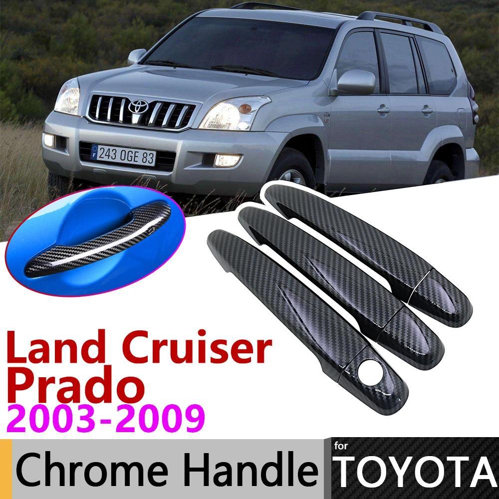 Đen Sợi Carbon Tay Nắm Cửa Dành Cho Xe Toyota Land Cruiser Prado 120 J120 L120 2003 ~ 2009 Phụ Kiện 