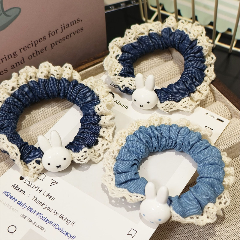 Dây buộc tóc ren viền denim cổ điển cho bé gái hoạt hình Phụ kiện tóc Dây buộc tóc dễ thương | BigBuy360 - bigbuy360.vn