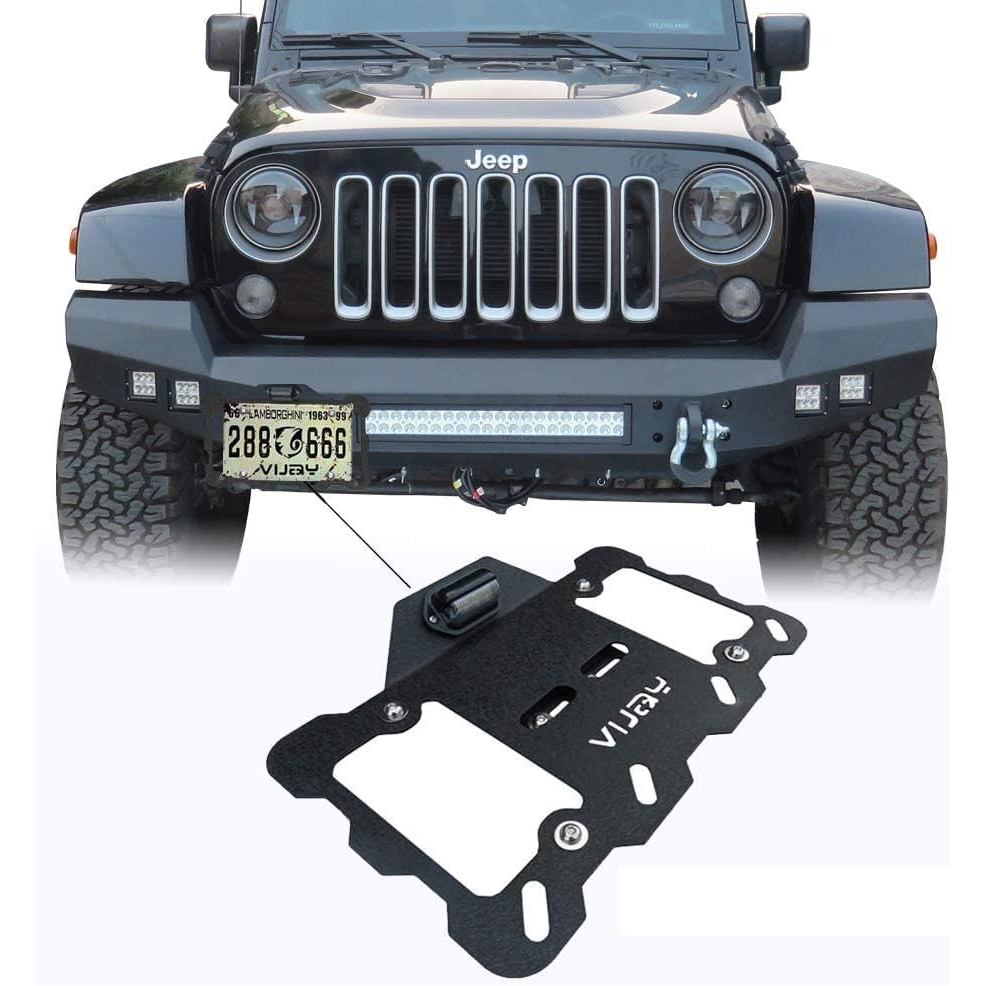 Giá đỡ định vị lại tấm Vijay với đèn LED Biển số khung gắn cho Wrangler CJ YJ TJ JK JK JKU JL và Gla