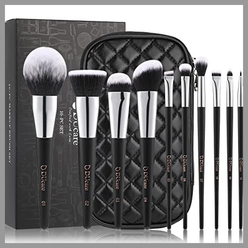 Bộ cọ trang điểm DUcare 10 cây, túi đựng PU chất lượng cao kèm theo, bộ cọ trang điểm tốt nhất.