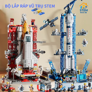 Đồ Chơi Lắp Ráp Kỹ Thuật STEM Vũ Trụ – Bộ Tên Lửa Không Gian & Trạm Phi Hành Gia Sáng Tạo Cỡ Lớn Cho Bé