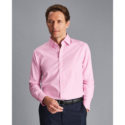 CHARLES TYRWHITT - Áo sơ mi nam tay dài Non Iron Twill_FON0409-PNK