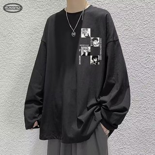 Áo Thun Nam Thời Trang Hàn Quốc, Cổ Tròn Tay Dài, Phù Hợp Plus Size