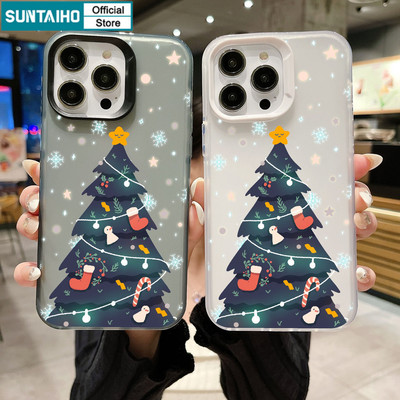 Ốp Điện Thoại Suntaiho Họa Tiết Cây Giáng Sinh Trong Suốt Mờ Mềm Cao Cấp Chống Sốc Cho iPhone 11 12 13 14 15 16 17 Pro Max IP 7 8 Plus Iphon X XS XR Xs max