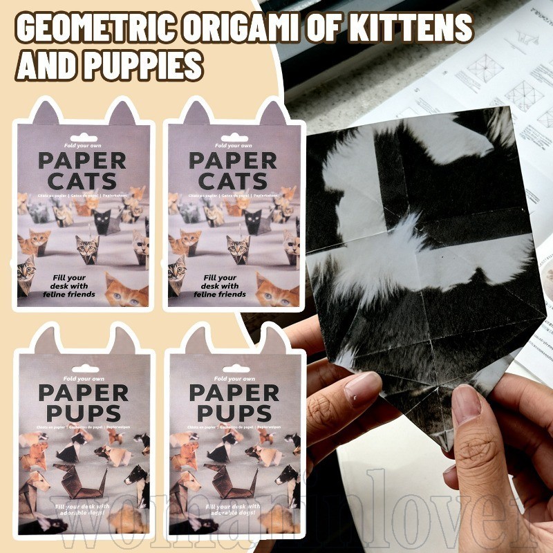 Giấy Origami Thú Cưng Hoạt Hình - Giấy Gấp DIY Kitten Puppy - Giấy Gấp Chó Mèo Con - Thủ Công Nghệ T