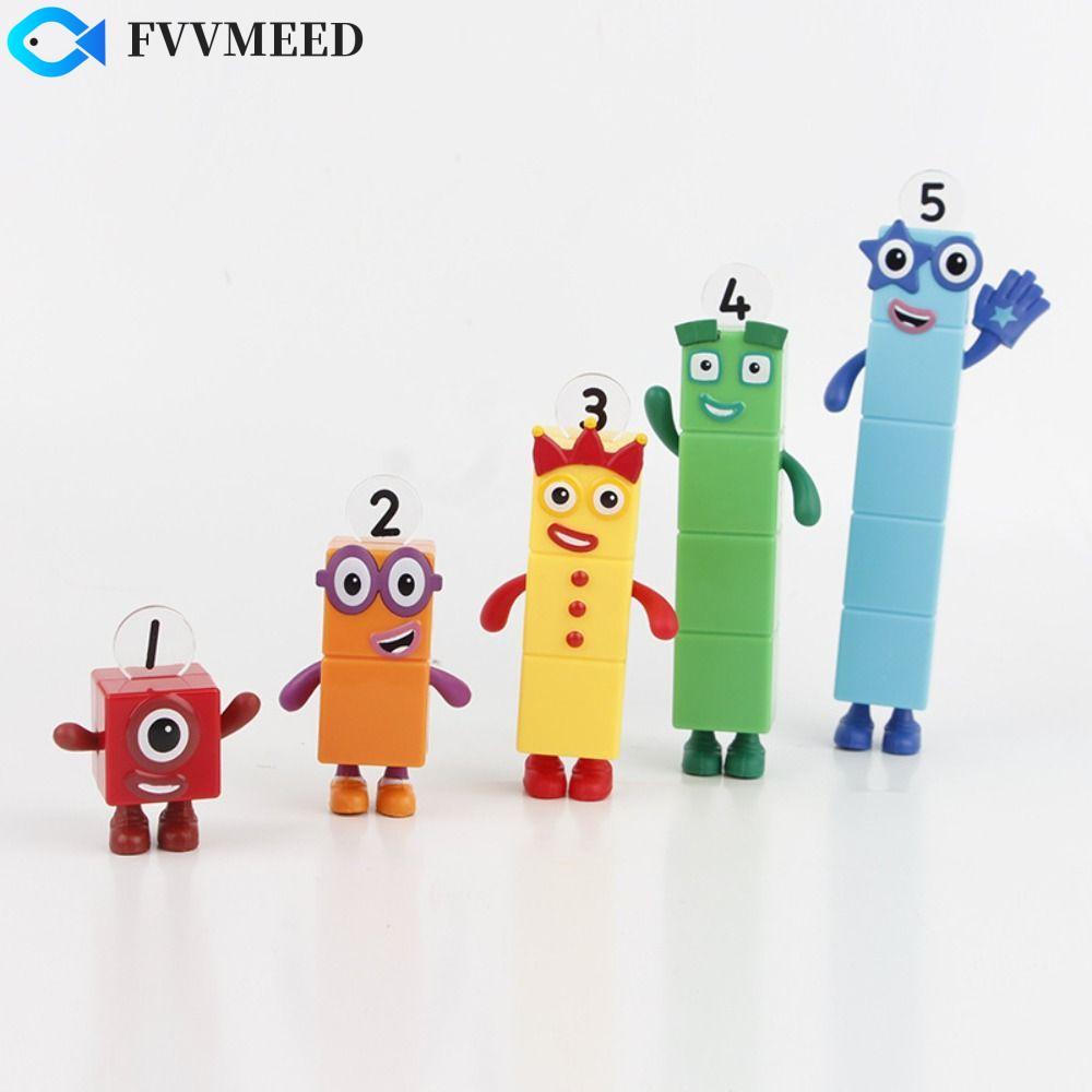 FVVMEED 5 Cái / bộ Numberblocks Nhân Vật Hành Động, PVC 1-5 Số Trò Chơi Số Gạch Đồ Chơi, Đồ Chơi Ngo