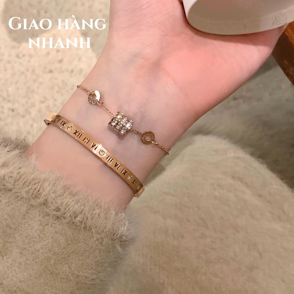 Việt Nam 1 Ngày Giao💕Vòng tay đôi kim loại đồng hồng | Vòng tay nữ | Phụ kiện đi chơi