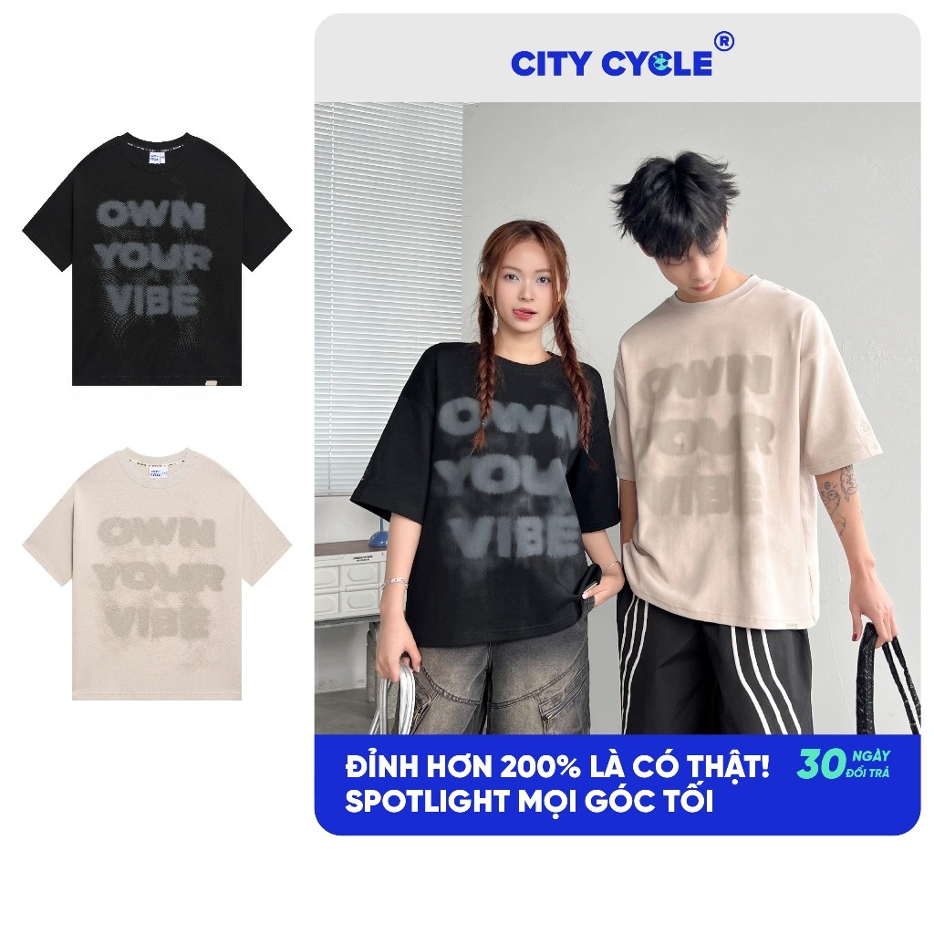 Áo phông nam nữ cộc mùa hè thun Local Brand Chính Hãng City Cycle Áo thun Fuzzy