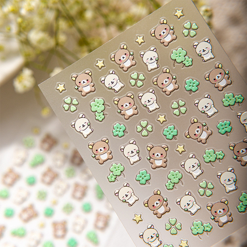Sky Bốn Lá Cỏ Ba Lá Rilakkuma Miếng Dán Cỏ Ba Lá DIY Đấm Miếng Dán poket3 Sạc Kho Báu Trang Trí Miến