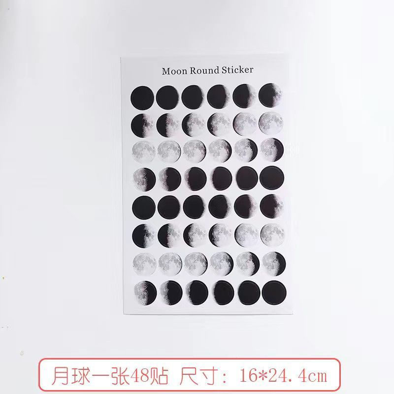 New Product#Ah Xi Bear Moon Planet Morandi Color Dot Sticker ins Fengdadi Colorful Journal Round Sea