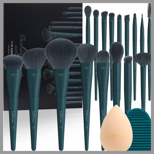 Bộ 17 cây cọ trang điểm DUcare với sợi lông tổng hợp cao cấp, thảm và mắt chổi.
