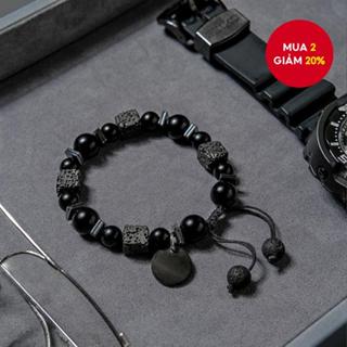 Vòng tay đính cườm đá núi lửa vuông độc đáo mới - Matte Finish Handmade Design - Vòng tay hợp thời trang mát mẻ dành cho nam giới