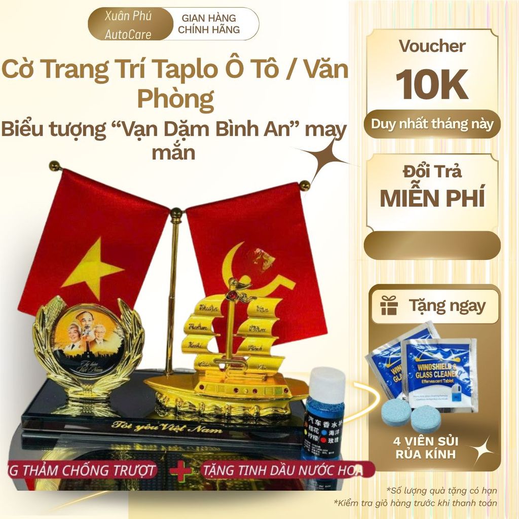 Cờ trang trí taplo ô tô kèm tinh dầu thơm