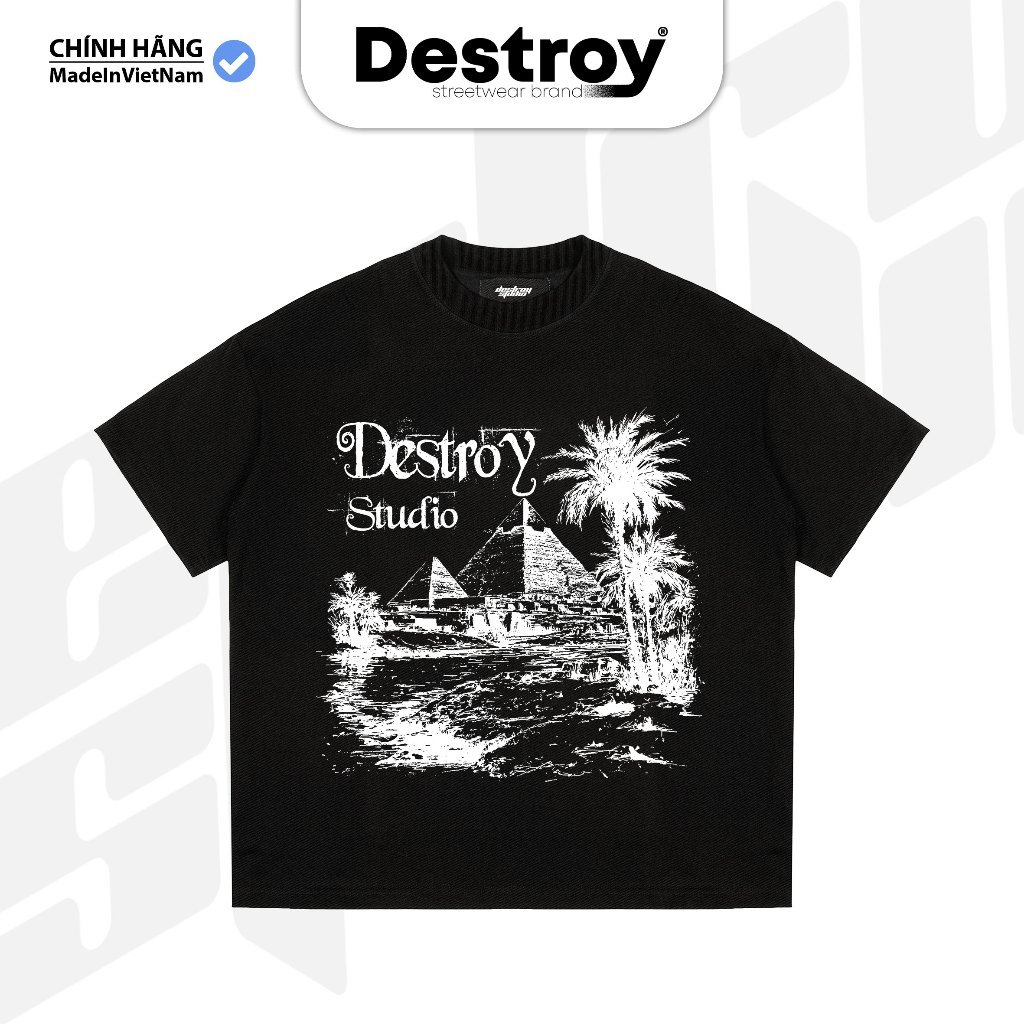 (COD) Áo Thun Local Brand DESTROY STUDIO EGYPTIAN LANDSCAPE - Áo Thun Boxy Form Rộng Unisex 250Gsm C