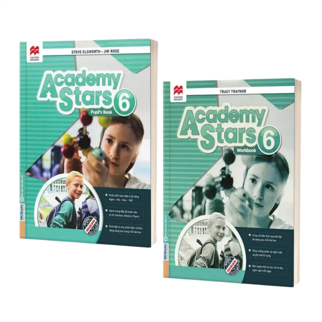 Sách - Academy Stars Pupil’s Book 6 + Workbook 6 (Sách học tiếng Anh Cambridge cho trẻ) [Tràng An Bo