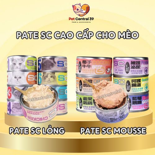 (Hỏa Tốc HCM) (Thùng 24 lon) Pate SC cao cấp cho mèo, Pate SC Gravy & Pate SC Mousse mềm tan, dưỡng 