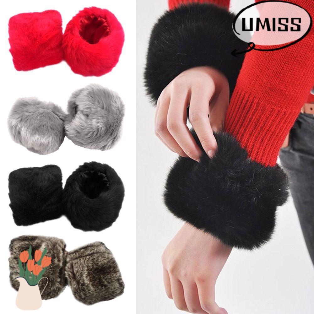 UMISTYDREAM Dây đeo cổ tay lông ấm áp đàn hồi cho áo khoác len & áo khoác Oversleeve cổ tay ấm hơn