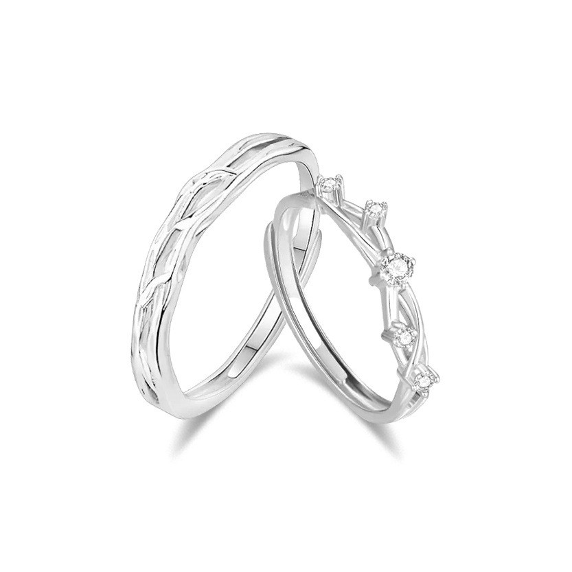 Nhẫn bạc S999 cặp đôi phong cách cao cấp, chất liệu bạc S999