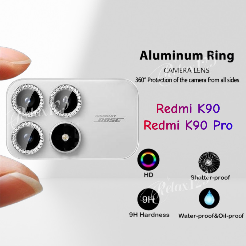 Dành Cho Redmi K90 5G 2025 Max HD Long Lanh Kim Cương Vòng Kim Loại Camera Kính Bảo Vệ Ống Kính Cho 