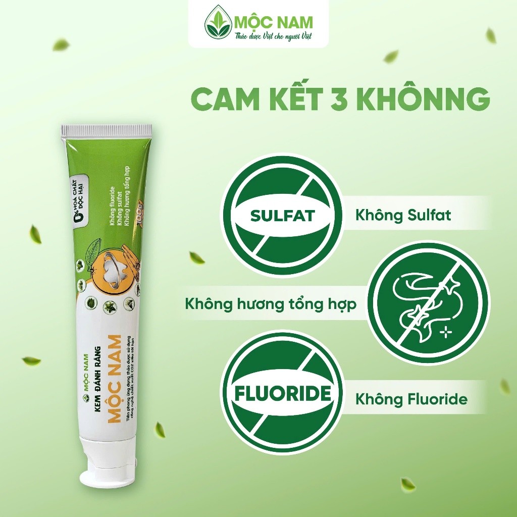 Kem đánh răng thảo dược 3 KHÔNG Không flour, Không sulfat, Không hương liệu Mộc Nam – , Giảm hôi miệng & Trắng sạch