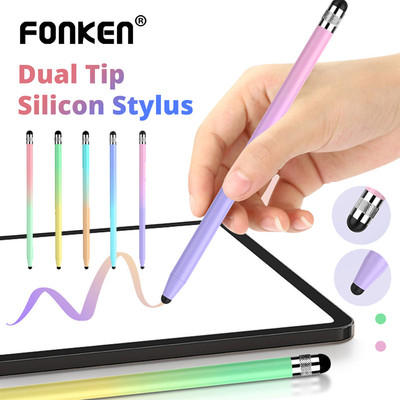 Fonken 2 trong 1 Đầu silicon kép Bút điện dung Gradient Màn hình cảm ứng Vẽ bút chì Stylus cho máy tính bảng điện thoại