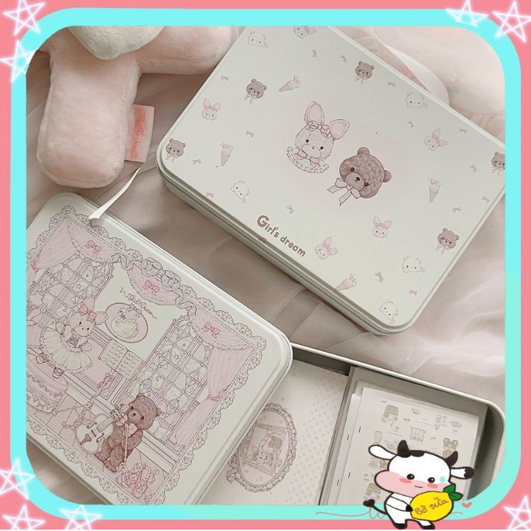 Hộp Đựng Toploader Mini Thiếc Đồ Dùng Đựng Sleeves/Card Hoạt Hình Thú Cưng Pastel Bò Sữa DDT50