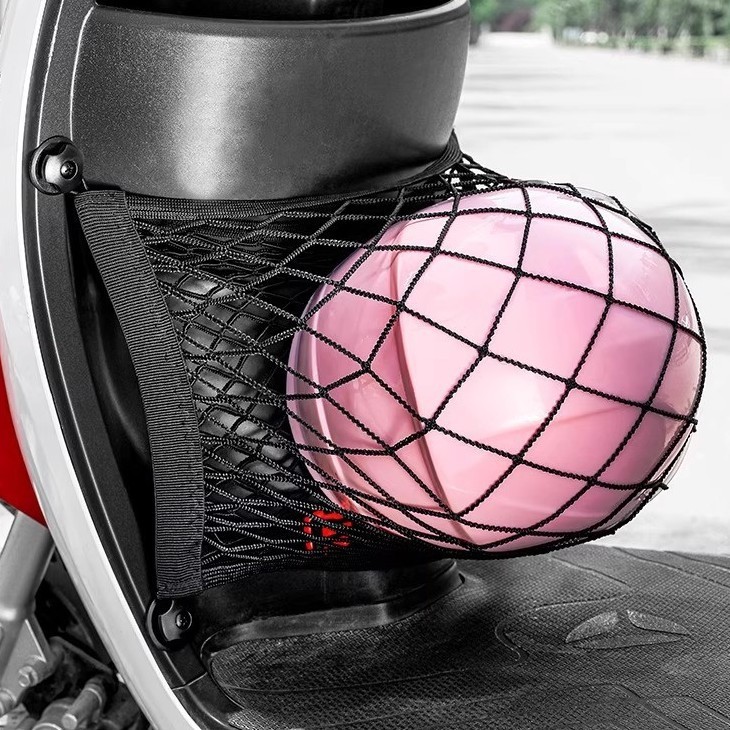 Universal Front Storage Net Bag for Electric Bikes, Raincoat Storage Hanging Bag, Helmet Elastic Sto