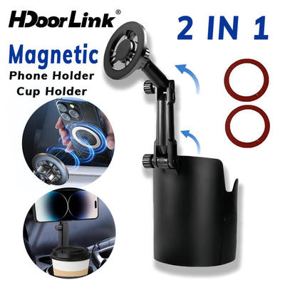 HdoorLink 2in1 Giá đỡ điện thoại ô tô từ tính Giá đỡ cốc xoay 360 Giá đỡ điện thoại di động đỡ đồ uống đa năng