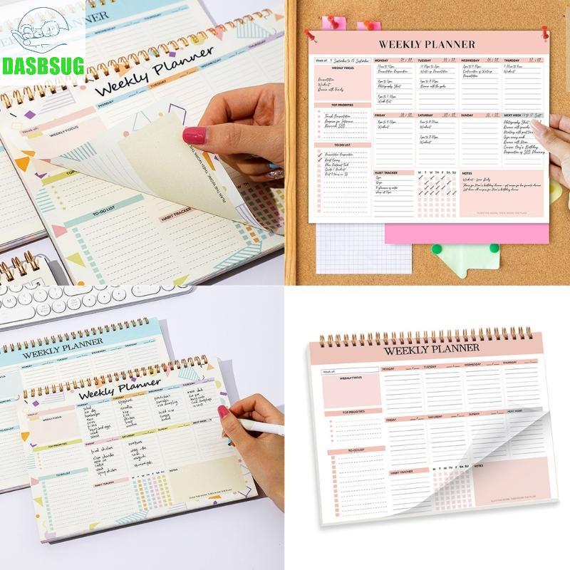 DASBSUG Coil-binding Weekly Academic Planner 52 Week Journal Notebook Weekly Planner