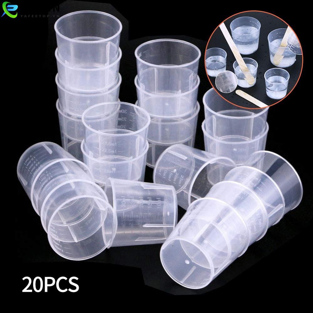 20pcs Plastic Measure Cups with Easy to Read Dual Scales and Transparent Design