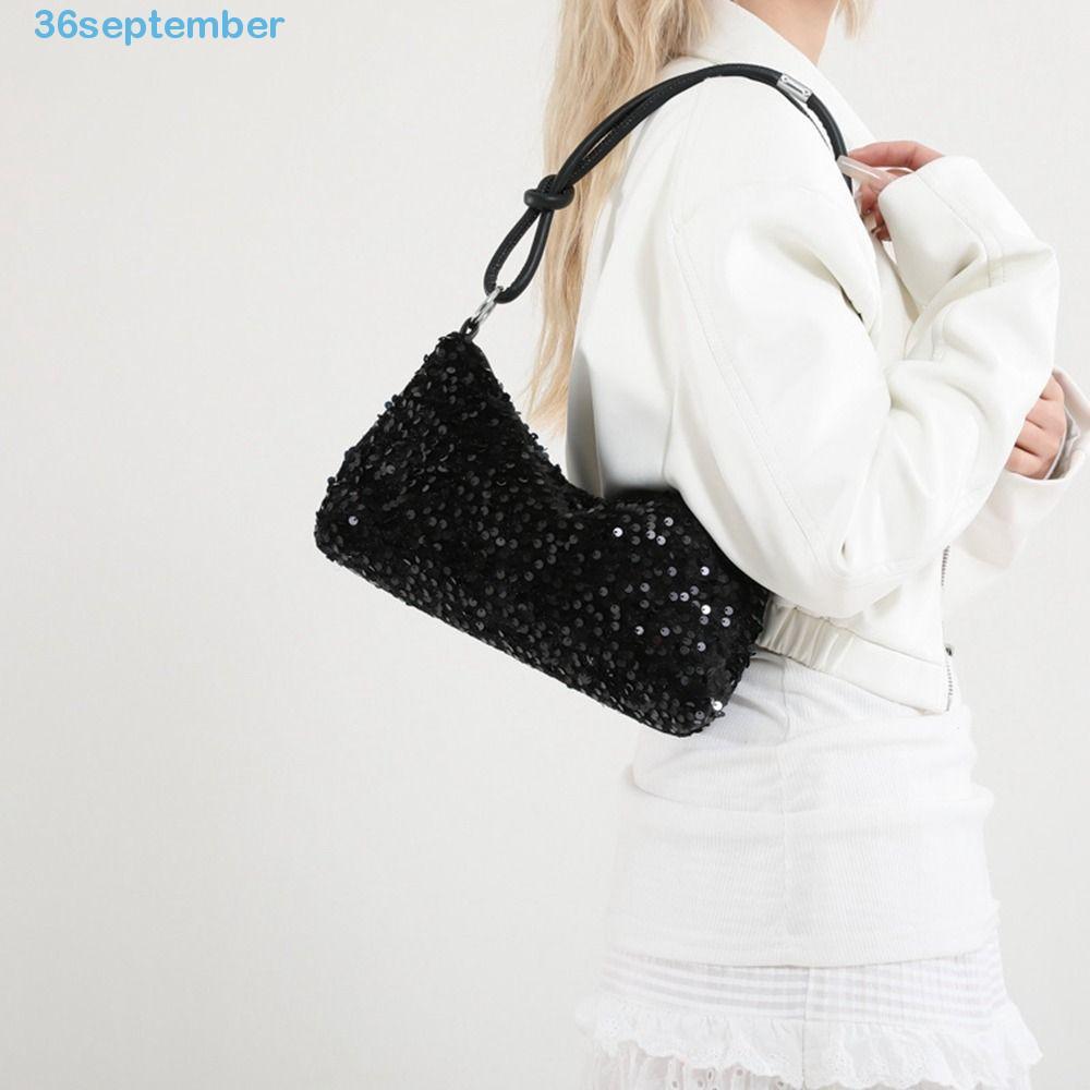 Túi đeo vai sequin lấp lánh lấp lánh, Túi đeo vai sequin lấp lánh màu trơn, Túi đeo nách phong cách 