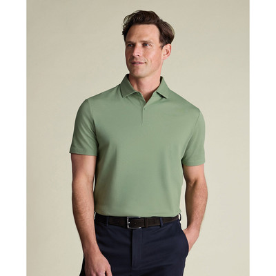 CHARLES TYRWHITT - Áo polo nam cổ bẻ tay ngắn Smart Pique_JEP0442-GRN