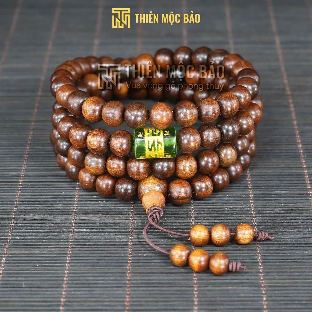 Vòng 108 hạt gỗ Bách xanh mix Lu thống Omani theo mệnh - Loại Tiêu chuẩn & Gốc già | Thiên Mộc Bảo