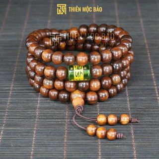 Vòng 108 hạt gỗ Bách xanh mix Lu thống Omani theo mệnh - Loại Tiêu chuẩn & Gốc già | Thiên Mộc Bảo