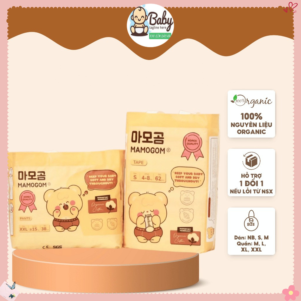 (TRỢ GIÁ 8%)Bỉm Dán/Tã Quần Hữu Cơ MAMOGOM Siêu Mềm Mại Chống Tràn 3D Thấm Hút Nhanh Đai Hông Êm Ái Ôm Sát