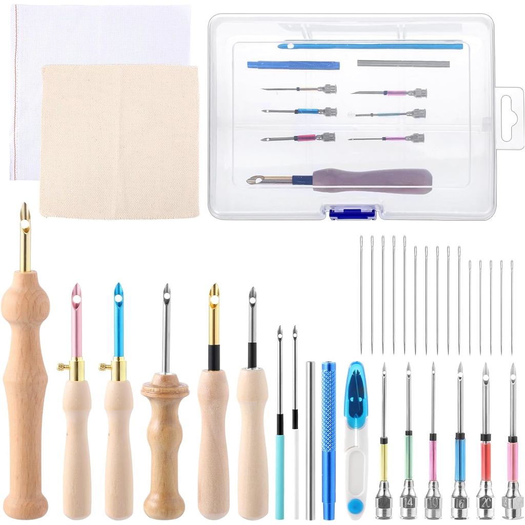 35 Chiếc Punch Needle Kit, Punch Needle Tool Có Thể Điều Chỉnh Punch Needle Bộ Dụng Cụ Thêu Bao Gồm 