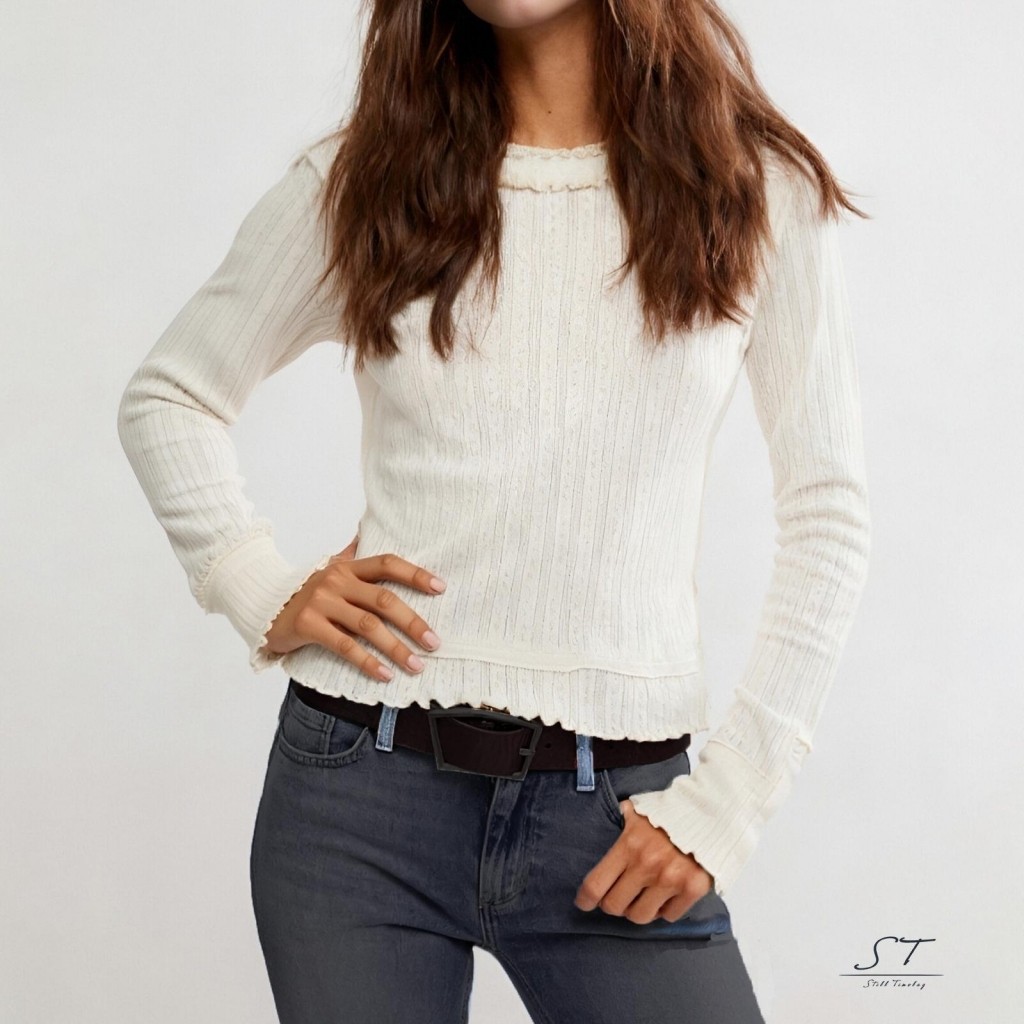 CY03 - Áo Thun NữSlim Fit Dài Tay Cổ Tròn, Thanh Lịch Cho Mùa Thu