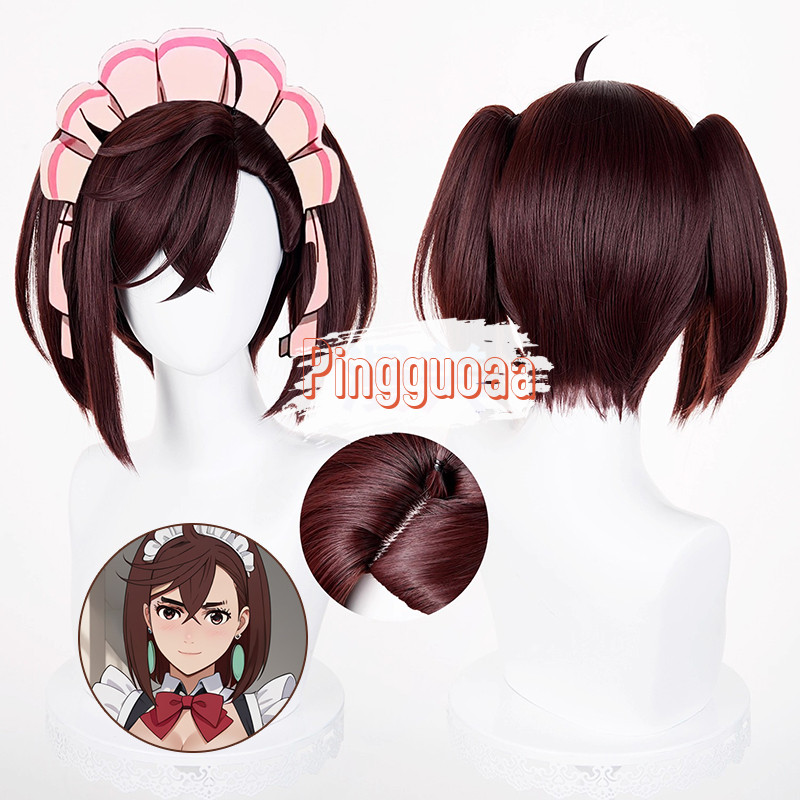 Dandadan Momo Ayase - Tóc giả cosplay maid dài 25cm, tổng hợp chịu nhiệt