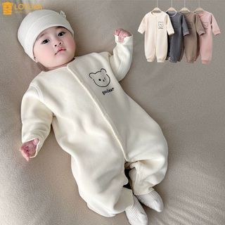  Bodysuit Cúc Dọc Thêu Gấu Lông Cừu Mịn 2 Mặt Ấm Áp Cho Bé Body Thu Đông LOTUKA Bé Trai Bé Gái Quần Áo Trẻ Em 3-12kg 