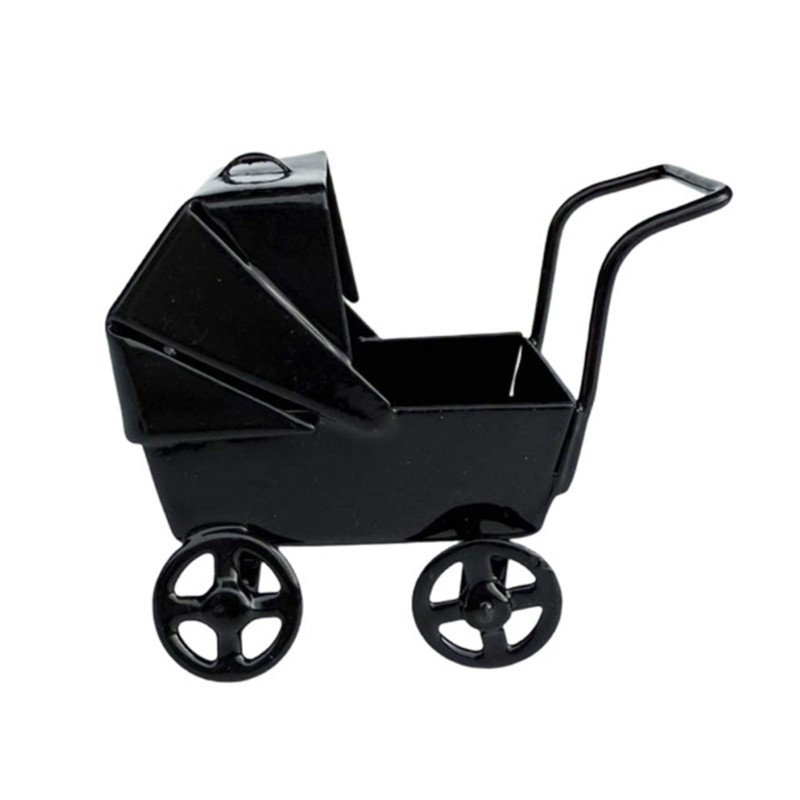 HO Dễ Thương Thực Tế Đen Pram Mini Cũ Cũ Cũi Đen Cho 1 12 Nhà Búp Bê