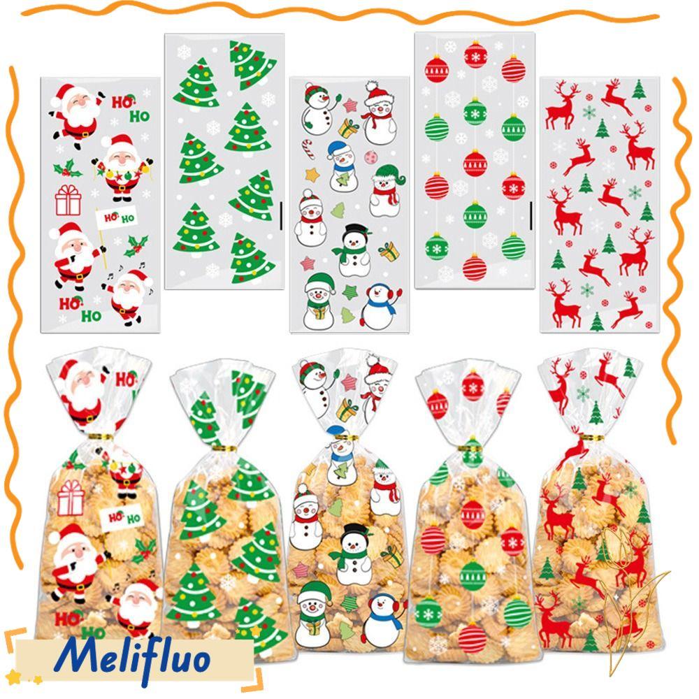 MELIFLUO 50 Túi Kẹo Giáng Sinh, Bao Bì Ăn Nhẹ Giáng Sinh Vui Vẻ Túi Bao Bì Giáng Sinh, Nhiều Màu Ông