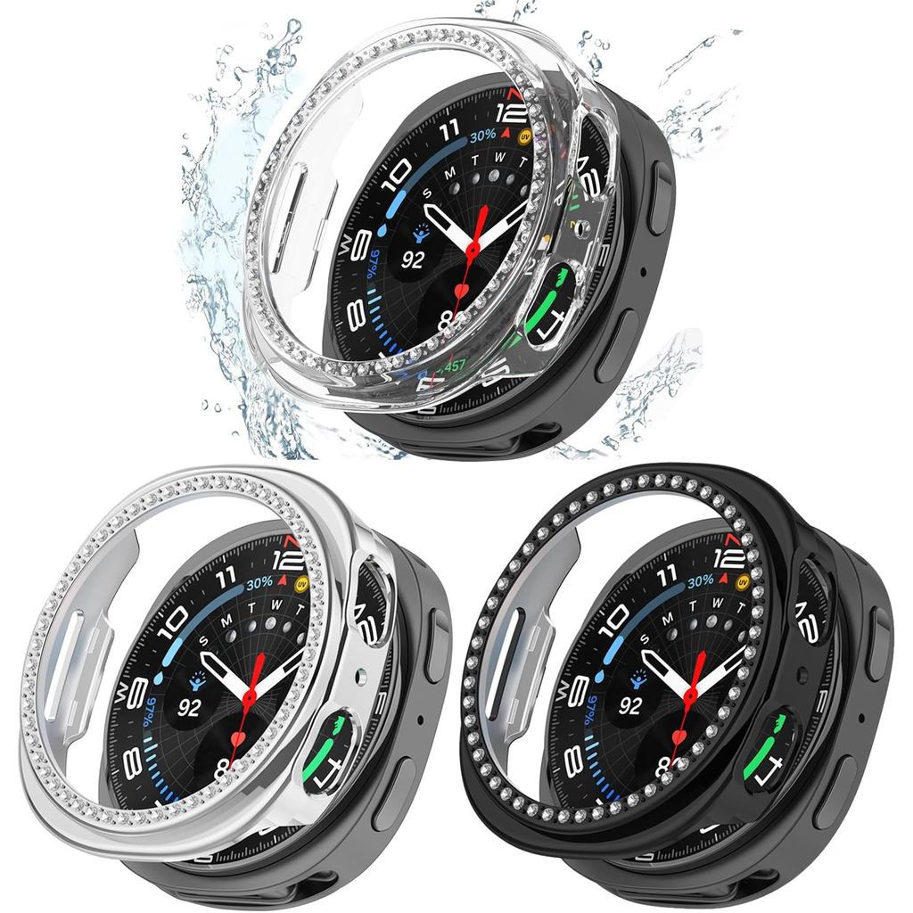 3 Gói Cho Samsung Galaxy Watch 8 44mm, Vỏ Bảo Vệ Khung Bling Tương Thích Cho Galaxy Watch 8 44mm (3 