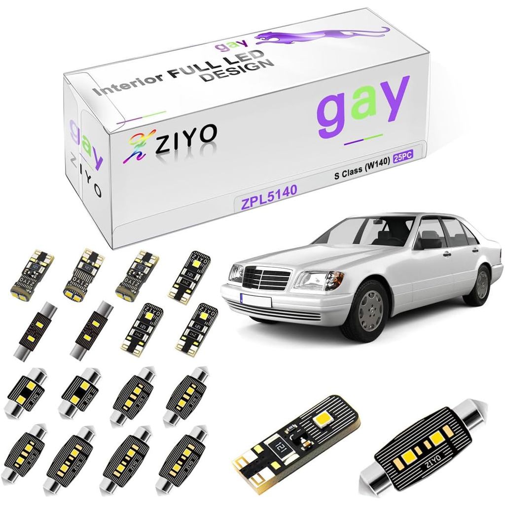 ZIYO ZPL5140 - Bộ đèn nội thất LED thay thế cho Mercedes Benz S Class W140 1991-1999, Bóng đèn vòm t